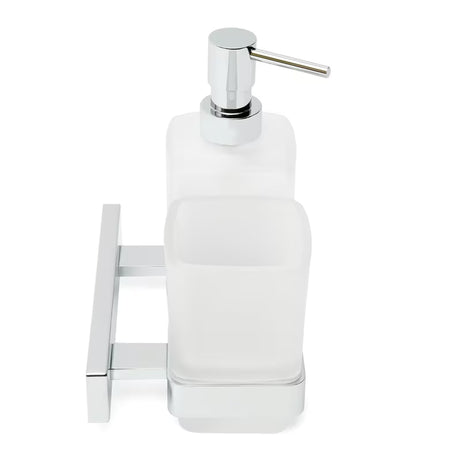 Zidni dozator sapuna SAT Simply S u sjajnom kromu, četvrtastog dizajna