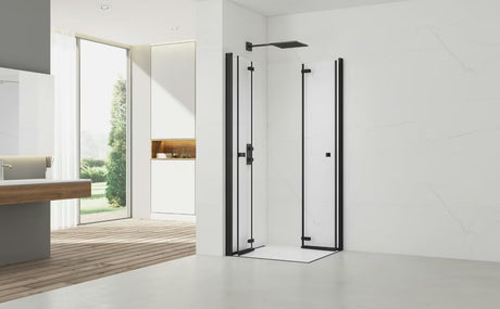 Sklopivi tuš vrata SAT Sk 90 cm s prozirnim staklom i crnim mat profilom