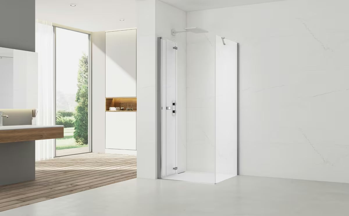 Preklopni tuš vrata SAT Sk 100 cm s prozirnim staklom i krom profilom