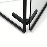 Pravokutna tuš kabina SAT Sk 100x90 cm u crnoj izvedbi s prozirnim staklom i preklopnim vratima.