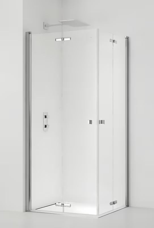 Pravokutna tuš kabina SAT SK 90 x 80 cm u sjajnom kromu s prozirnim staklom i preklopnim vratima