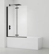 Crna paravan za kadu SAT SK 150x105 cm s prozirnim staklom i preklopnim otvaranjem