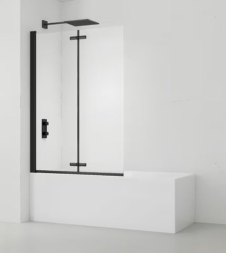 Crna paravan za kadu SAT SK 150x105 cm s prozirnim staklom i preklopnim otvaranjem