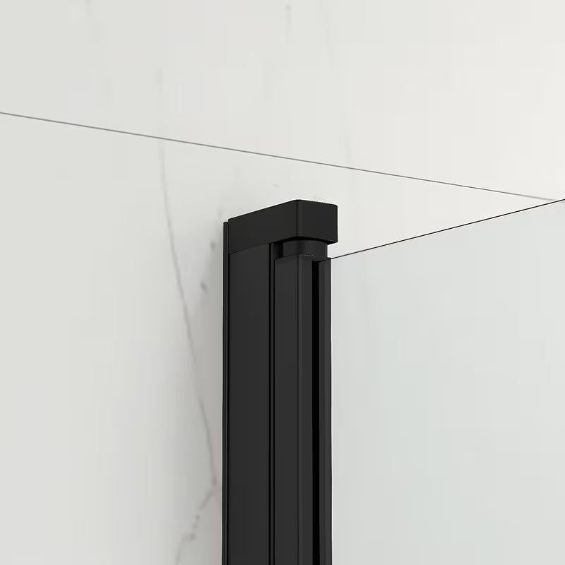 Crna paravan za kadu SAT SK 150x105 cm s prozirnim staklom i preklopnim otvaranjem