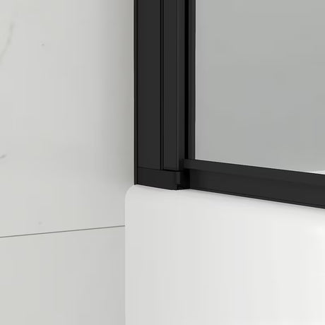 Crna paravan za kadu SAT SK 150x105 cm s prozirnim staklom i preklopnim otvaranjem