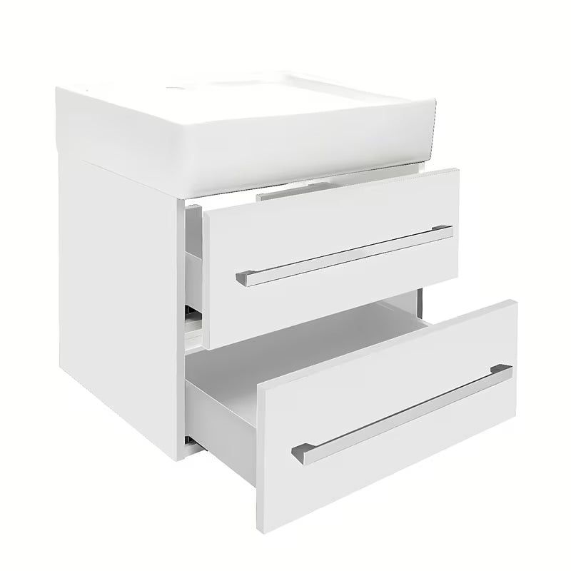 Viseća kupaonski ormarić s keramičkim umivaonikom SAT Cube u sjajnoj bijeloj boji