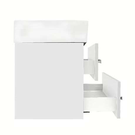 Viseća kupaonski ormarić s keramičkim umivaonikom SAT Cube u sjajnoj bijeloj boji