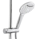 Bijela i krom ručna ručni tuš SAT s tri vrste mlaza i promjerom 12 cm.