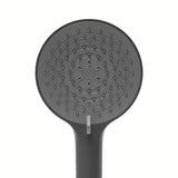 Mat crna ručna tuš slušalica SAT s okruglom glavom promjera 12 cm i četiri vrste mlaza.