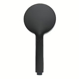 Crni ručni tuš SAT sa zaobljenim dizajnom, promjerom 12 cm i tri funkcije mlaza vode.