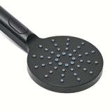 Crni ručni tuš SAT sa zaobljenim dizajnom, promjerom 12 cm i tri funkcije mlaza vode.