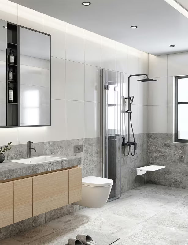 Bijelo sklopive sjedalo za tuš SAT s plastičnom sjedećom površinom pro za udobno sjedenje pod tušem