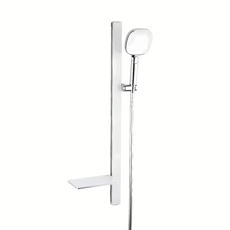 Tuš set SAT u bijelo-krom izvedbi s policom, tuš šipkom i ručnim tušem s 3 mlaza