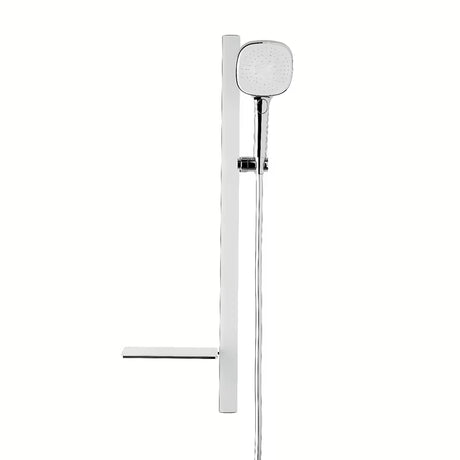 Tuš set SAT u bijelo-krom izvedbi s policom, tuš šipkom i ručnim tušem s 3 mlaza