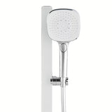 Tuš set SAT u izvedbi bijela/krom s policom, sa šipkom za tuš i ručnim tušem s 3 mlaza