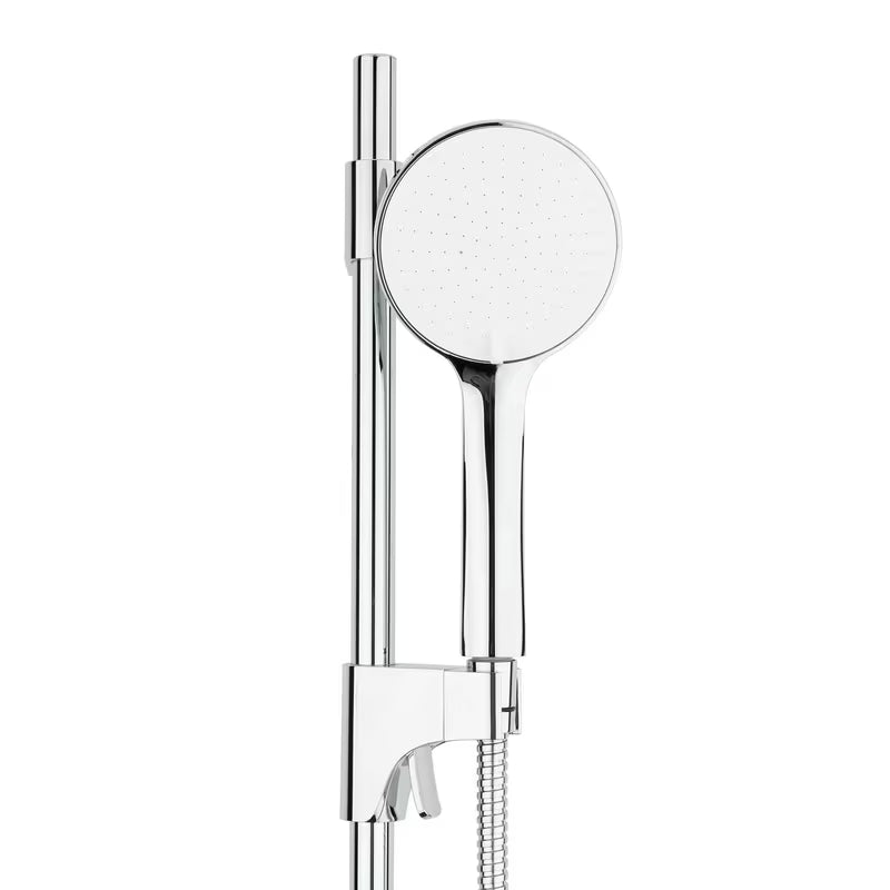 Tuš set SAT u krom izvedbi s ručnim tušem, tuš šipkom i crijevom pro zidna montaža.