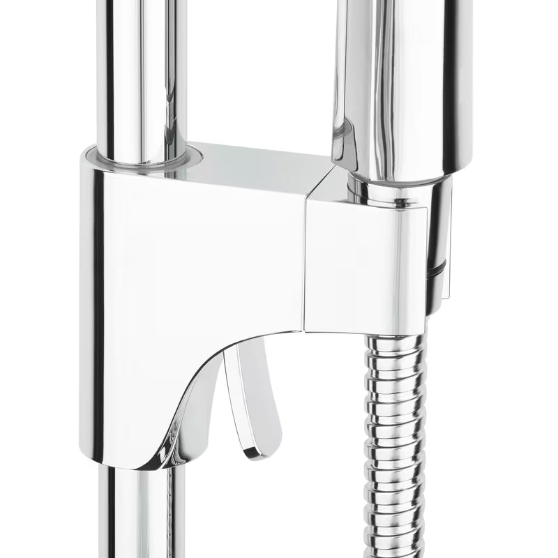 Tuš set SAT u krom izvedbi s ručnim tušem, tuš šipkom i crijevom pro zidna montaža.