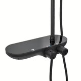 Crni mat tuš sustav SAT s termostatskom miješalicom, s nadglavnim i ručnim tušem te staklenom policom.