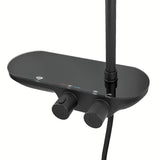 Crni mat tuš sustav SAT s termostatskom miješalicom, s nadglavnim i ručnim tušem te staklenom policom.