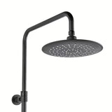 Crni mat tuš sustav SAT s termostatskom miješalicom, s nadglavnim i ručnim tušem te staklenom policom.