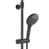 Crni mat tuš sustav SAT s termostatskom miješalicom, s nadglavnim i ručnim tušem te staklenom policom.