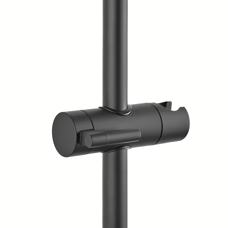 Crni mat tuš sustav SAT s termostatskom miješalicom, s nadglavnim i ručnim tušem te staklenom policom.