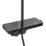 Crni mat tuš sustav SAT s termostatskom miješalicom, s nadglavnim tušem i ručnim tušem s tri vrste mlaza.