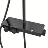 Crni mat tuš sustav SAT s termostatskom miješalicom, s nadglavnim tušem i ručnim tušem s tri vrste mlaza.