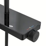 Crni mat tuš sustav SAT s termostatskom miješalicom, s nadglavnim tušem i ručnim tušem s tri vrste mlaza.