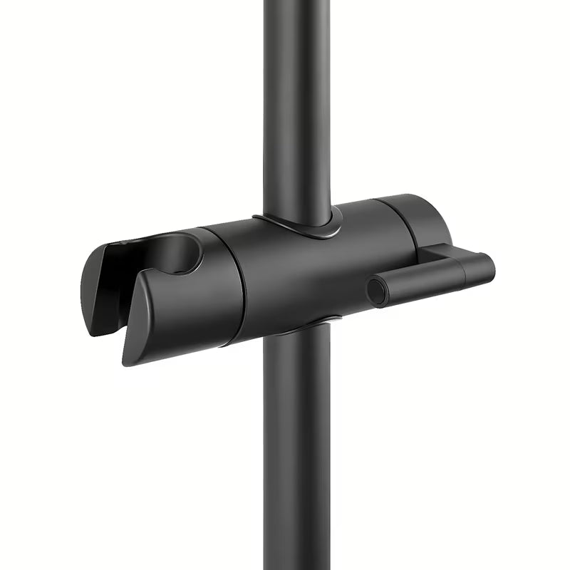 Crni mat tuš sustav SAT s termostatskom miješalicom, s nadglavnim tušem i ručnim tušem s tri vrste mlaza.