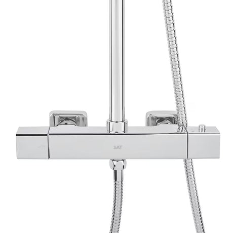 Kromirani termostatski tuš sustav SAT s nadglavnom tuš ružom 32 × 21 cm i ručnim tušem