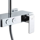 Tuš sustav SAT Chrome s jednoručnom miješalicom, policom, nadglavnim i ručnim tušem u izvedbi bijela/krom.