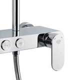 Tuš sustav SAT Chrome s jednoručnom miješalicom, policom te nadglavnim i ručnim tušem u izvedbi bijela/krom.