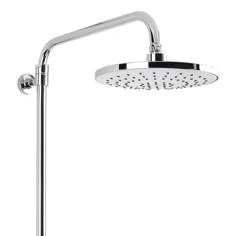 Tuš sustav SAT Chrome s jednoručnom miješalicom, policom te nadglavnim i ručnim tušem u izvedbi bijela/krom.