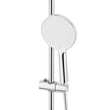 Tuš sustav SAT Chrome s termostatskom miješalicom, nadglavnim tušem 25 cm i ručnim tušem s tri vrste mlaza.