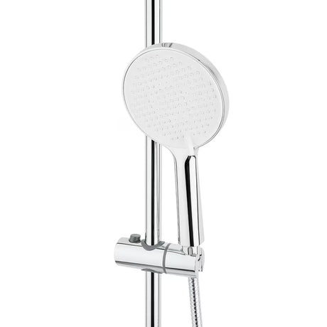 Tuš sustav SAT Chrome s termostatskom miješalicom, nadglavnim tušem 25 cm i ručnim tušem s tri vrste mlaza.