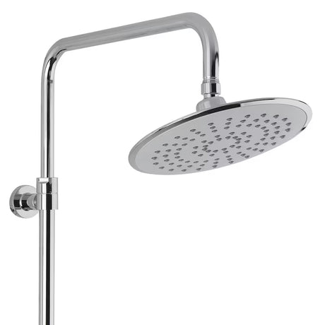 Tuš sustav SAT Chrome s termostatskom miješalicom, nadglavnim i ručnim tušem te staklenom policom u krom/bijeloj izvedbi.