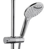 Tuš sustav SAT Chrome s termostatskom miješalicom, nadglavnim i ručnim tušem te staklenom policom u krom/bijeloj izvedbi.