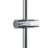 Tuš sustav SAT Chrome s termostatskom miješalicom, staklenom policom te nadglavnim i ručnim tušem u krom izvedbi.