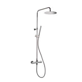 Tuš sustav SAT Dark s termostatskom miješalicom u izvedbi PVD Gun Metal s nadglavnim i ručnim tušem.