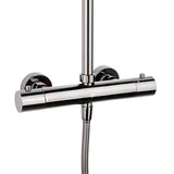 Tuš sustav SAT Dark s termostatskom miješalicom u izvedbi PVD Gun Metal s nadglavnim i ručnim tušem.