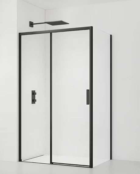 Pravokutna tuš kabina SAT Tex BB 100x90 cm s crnim profilima i prozirnim staklom