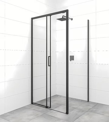 Pravokutna tuš kabina SAT Tex BB 140x80 cm s crnim profilima i prozirnim staklom