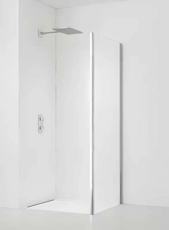 Tuš stranica za vrata  SAT Tex 90 cm u sjajnom kromu s prozirnim staklom i obradom Easy Clean