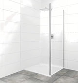 Tuš stranica za vrata  SAT Tex 90 cm u sjajnom kromu s prozirnim staklom i premazom Easy Clean.