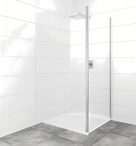 Tuš stranica za vrata  SAT Tex 90 cm u sjajnom kromu s prozirnim staklom i premazom Easy Clean.