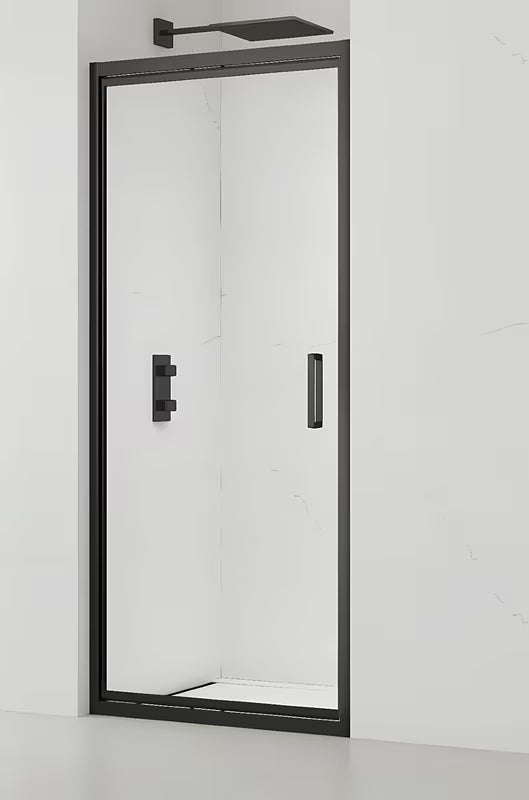 Crni klizne tuš vrata SAT Tex-C 90 cm s prozirnim sigurnosnim staklom i Easyclean obradom.