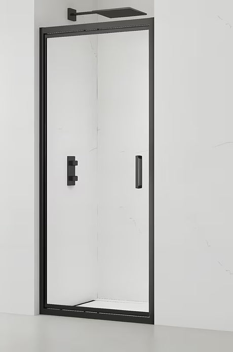 Crni klizne tuš vrata SAT Tex-C 90 cm s prozirnim sigurnosnim staklom i Easyclean obradom.