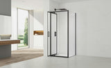 Kvadratna tuš kabina SAT Tex-C 100x100 cm u crnoj boji s kliznim vratima i prozirnim staklom