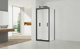 Kvadratna tuš kabina SAT Tex-C 90x90 cm s kliznim vratima, crnim profilima i prozirnim staklom